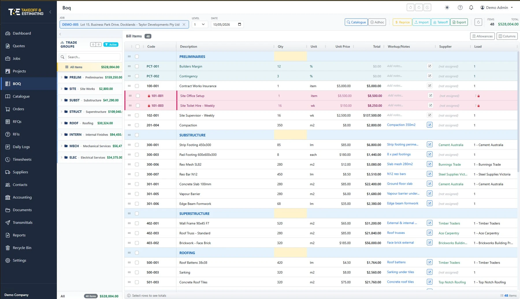 Costed.app product interface