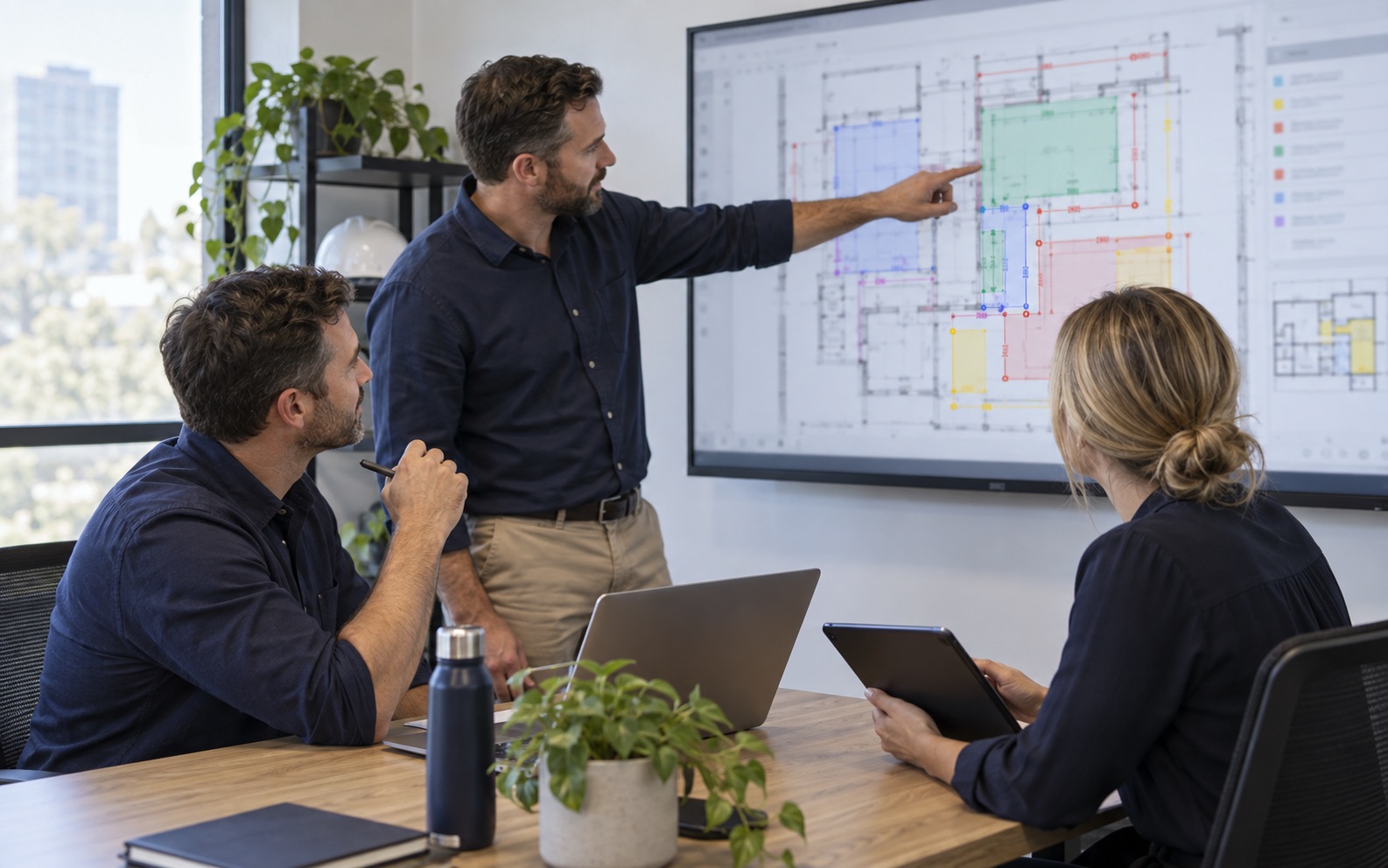 Estimating consultants reviewing a digital takeoff together